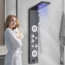 LED Rainfall Shower Panel Tower Column Massage Body Jets System Stainless steel