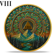 AA 8 Year Sobriety Chips Alcoholics Anonymous Medallion Seven Year Sobriety Coin