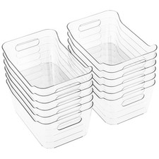 12 Pack Plastic Storage Bins Multi-Use Organizer Bins Pantry Organizer Clear