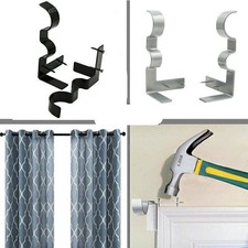 2 Double Hang Curtain Rod Holders Bracket Into Window Frame Curtain Rod Brackets