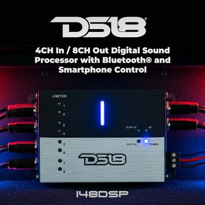 DS18 Car 4 Input 8 Output Digital Sound Processor Bluetooth App Control i48DSP