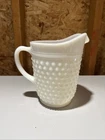 VINTAGE ANCHOR HOCKING WHITE MILK GLASS 8" Tall Hobnail PITCHER