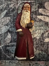Vintage Santa Folk Art Primitive Figure Signed Artist 1985 Rare Estate