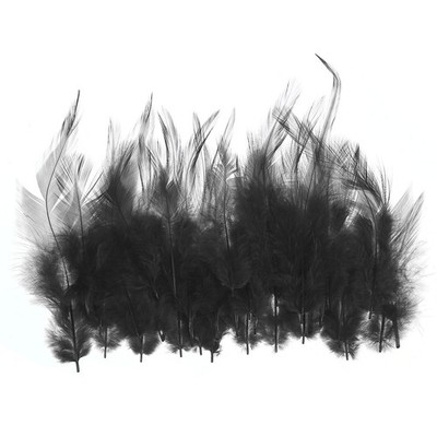 50Pcs 3-6 Inch Saddle Hackle Rooster Feather Bulk Natural Feathers Black