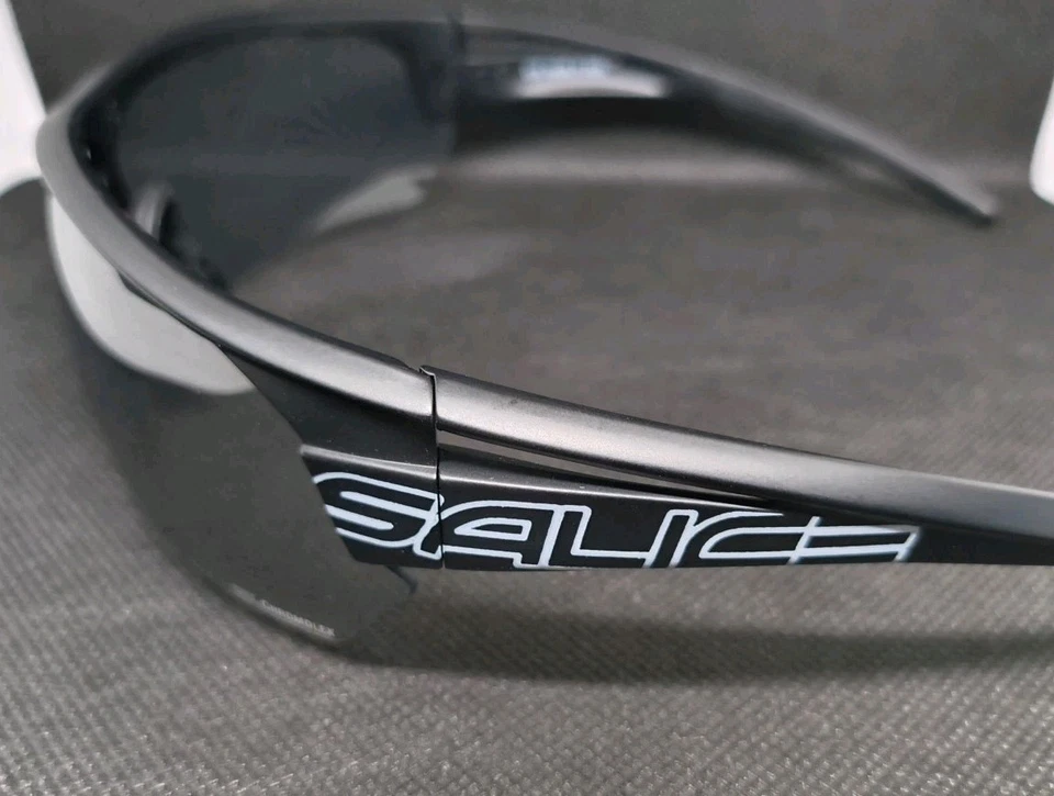 SALICE 006 Black Cycling Wrap Sunglasses Black & White/ Polarized/Open Box  - Image 2 of 4