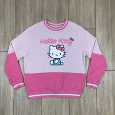 Hello Kitty Sweatshirt Womens M Pink Crewneck Fleece Sanrio Graphic Cozy