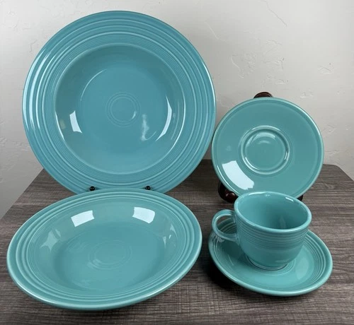 Fiesta Turquoise Dinnerware Set Cup Saucer 9” Bowl 12” Plate Homer Laughlin USA