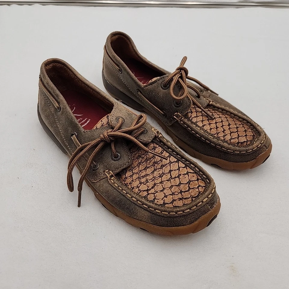 Zapatos informales Twisted X para mujer talla 7M sin usar, en caja, serpiente WDM0069 cuero marrón Foto 2 de 4