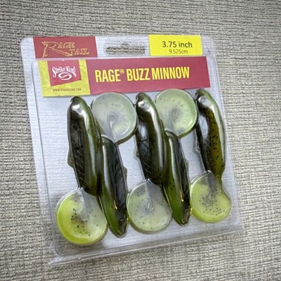 Strike King Rage Buzz Minnow 3.75'' Swimbait  Green Pumpkin/ Chartreuse 5pk