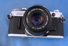 Vintage Canon AE-1 SLR 35mm Camera with FD 50mm 1:1.8 Prime Lens