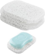 4 Pack White Soap Saver Holder for Bar Soap Shower Bathroom Dish Self Draining
