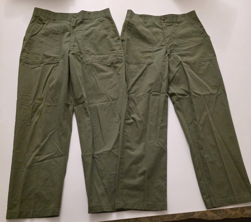 2 Vintage US Army OG-507 Fatigue Pants 32x31 Utility Trousers Military Issued