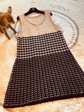 CHANEL Cute Sleeveless Knit Dress Logo Button On The