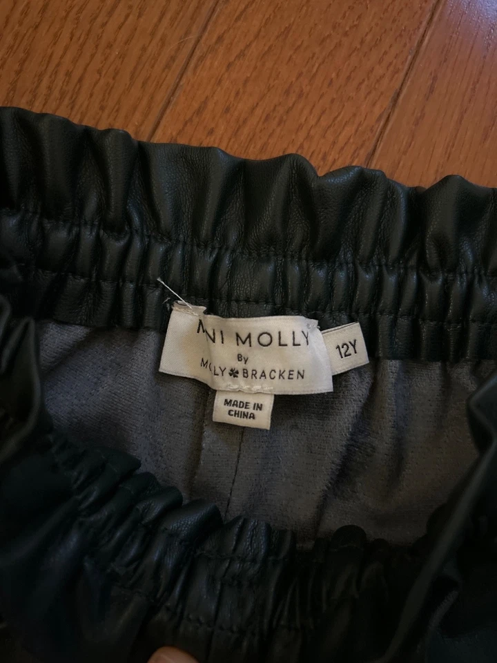Mini Molly by Molly Bracken niñas cuero verde oscuro look pantalones cortos talla 12 Foto 3 de 4
