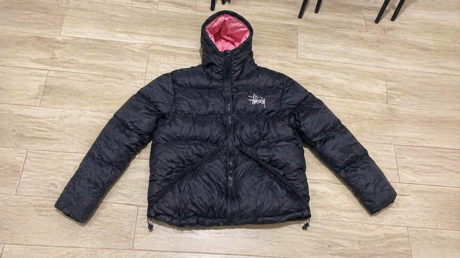 Stussy Down Coat Nylon Puffer Jacket Black