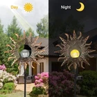 Solar Garden LED Lights Outdoor Metal Decor Stake Light Crackle Glass Globe FF