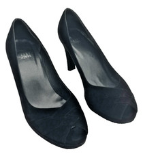Stuart Weitzman Black Suede Peep Toe Stiletto Heels Women s Size 7M Elegant Pump