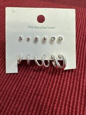 H&M Set Of 6 Pairs Earrings, 3x Studs, 3x Hoops BNWT