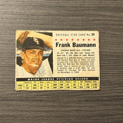 1961 Post #34 Frank Baumann Chicago White Sox