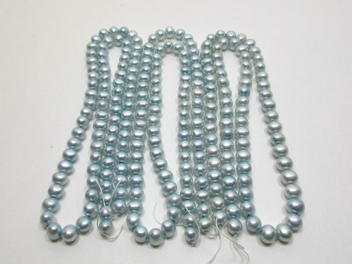 Bulk Lot - Cultured Freshwater Pearl Beads / Pale blue, 3 - 15" strands, 5mm