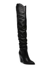 STEVE MADDEN Womens Black Dual Pull-Tabs Landy Leather Western Boot 5 M