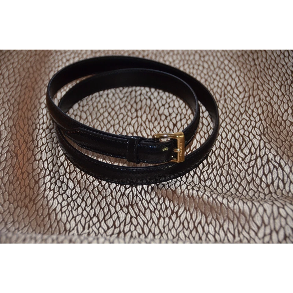 Cinturón de charol Burberry Designer con hebilla dorado 38" ¡NUEVO! Foto 3 de 4