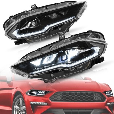 2*VLAND LED Projektor Scheinwerfer Für 2018-2023 Ford Mustang Gelb Sequentiellen
