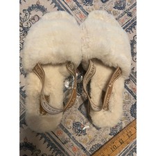 Koolaburra by UGG Fuzz-ee Cream Faux Fur Slingback Slippers Womens Sandals