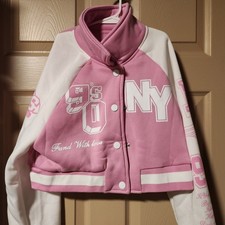 NY 90S FASHION PINK JACKET WITH WHITE SLEEVES, SIZE XS