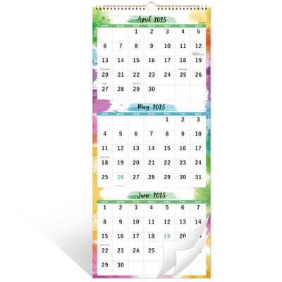 2025-2026 3-Month Vertical Wall Calendar 11x26 inch May 2025-Jun