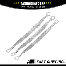 3pc Universal Tinned Copper Engine Ground Strap Wire 7.87"x 8mm Rings Terminal