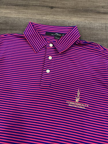 RLX Ralph Lauren Polo Shirt Mens Size L Golf Casual Striped Stretch Embroidered - Picture 4 of 7
