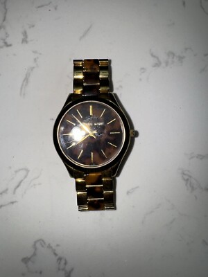 Michael Kors Women's Runway Gold-Tone Steel Tortoise Acetate Dial MK4284