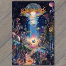 Art Print Futuristic Arena Crowd Sci-Fi Fantasy Scene Floating Orb Creatures