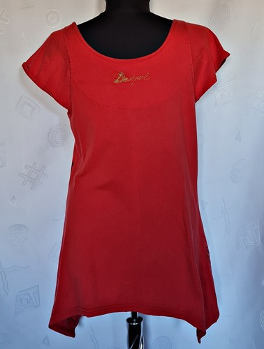 BLUSA VINTAGE AUTÉNTICA DESIGUAL POP ART LOGO ROJO ALGODÓN MUJER TÚNICA: US/M - Imagen 3 de 8