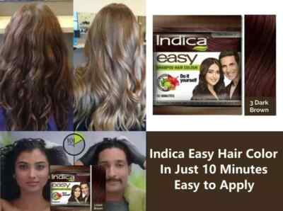 10 Pc Indica Easy10 Minutes Herbal Hair Color Shampoo Base Dark Brown Herbs