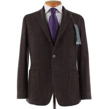 Boglioli NWT Wool Blend Sport Coat / K Jacket 50R 40R US Brown w/ Purple Plaid