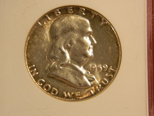 1959 Franklin Half Dollar Slabbed ANACS MS62 90% Silver   Old Slabbed