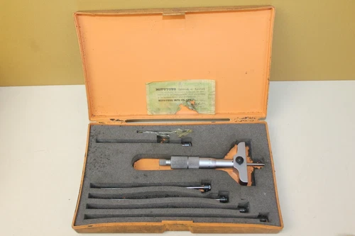 Mitutoyo 129-112 Depth Micrometer w/ Interchangeable Rods (loc:LD1)