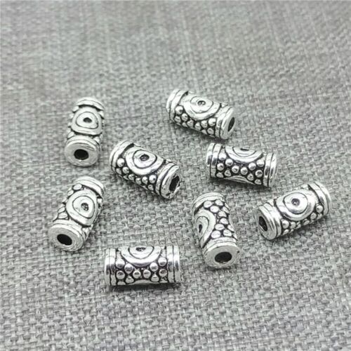10pcs of 925 Sterling Silver Sun Imprint Small Tube Beads for Bracelet Necklace - Zdjęcie 1 z 4