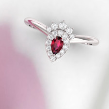 2ct Simulated Pink Ruby Engagement Ring White Gold Plated Pear Shape Solitaire