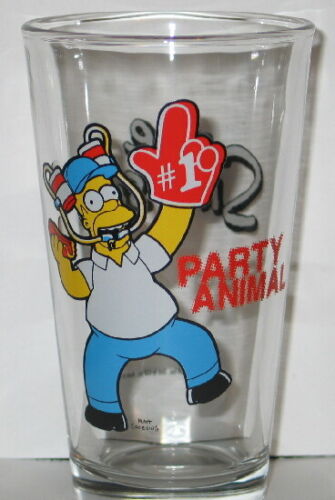 The Simpsons Homer Party Animal Illustrated Pint Glass NEW UNUSED - Picture 1 of 1