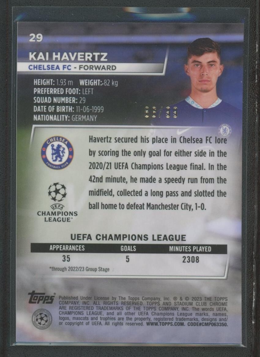 2023 Kai Havertz 86/99 topps chrome stadium club uefa 2023 Kai Havertz 86/99 topps chrome stadium club uefa