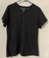 Scrub Uniform Top  JOCKEY Brand  LARGE  Black  Pullover  Short Sleeves