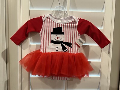 Ganz Baby 1 Piece Long Sleeve Snowman W/ Tutu 0-6 m - Christmas NWT