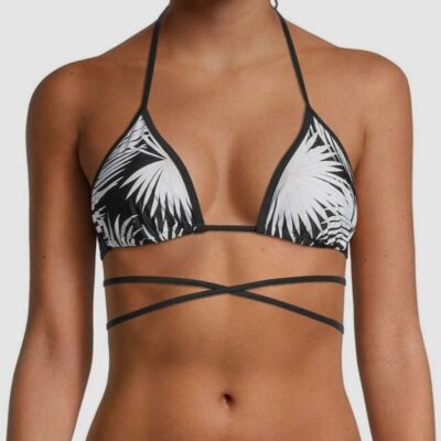 $125 Milly Women's Black White Triangle Bikini Top Swimwear Size Large