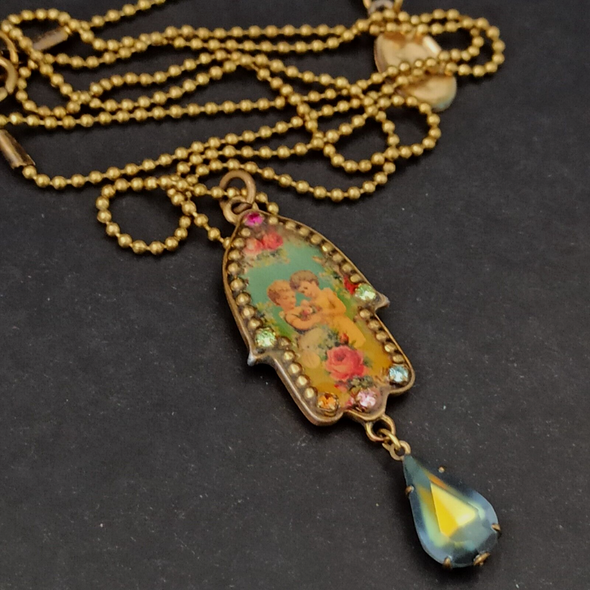 Michal Negrin Hamsa Necklace Retro Hand Of Fatima Romanic Vintage