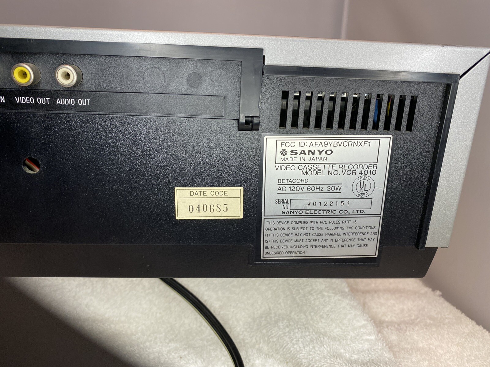 Sanyo Betacord Video Cassette Recorder Model 4010 1985 eBay