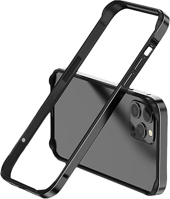 For iPhone 15 Plus 6.7''  Hard Raised Aluminum Black Metal BUMPER FRAME Slim Case