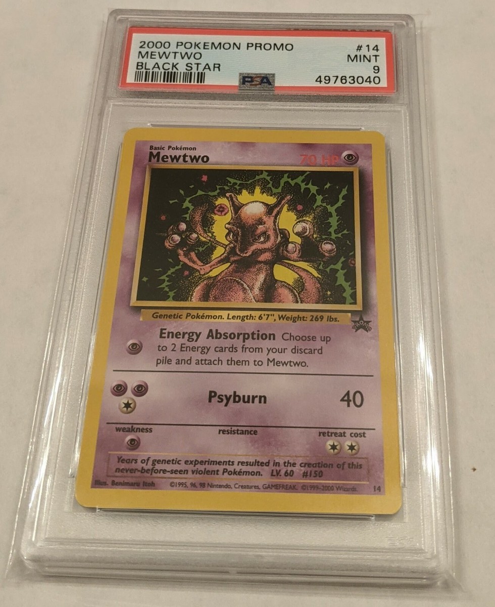 Ultra Rare Pokemon Card Mewtwo Black Star Promo #14- PSA 9 Ultra Rare Pokemon Card Mewtwo Black Star Promo #14- PSA 9